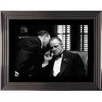 Affiche encadrée Noir et Blanc: Le Parrain - Marlo Brando - 50x70 cm (Cadre Glascow)